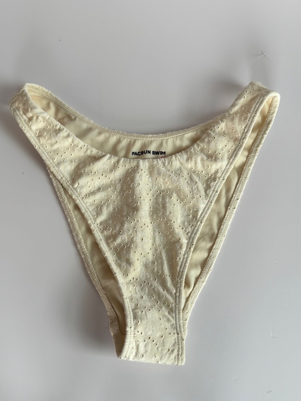 PacSun LA Hearts Cream Eyelet High-Cut Bikini Bottom Small